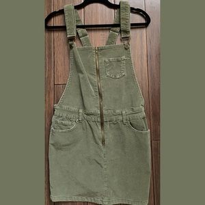 olive corduroy overall dress